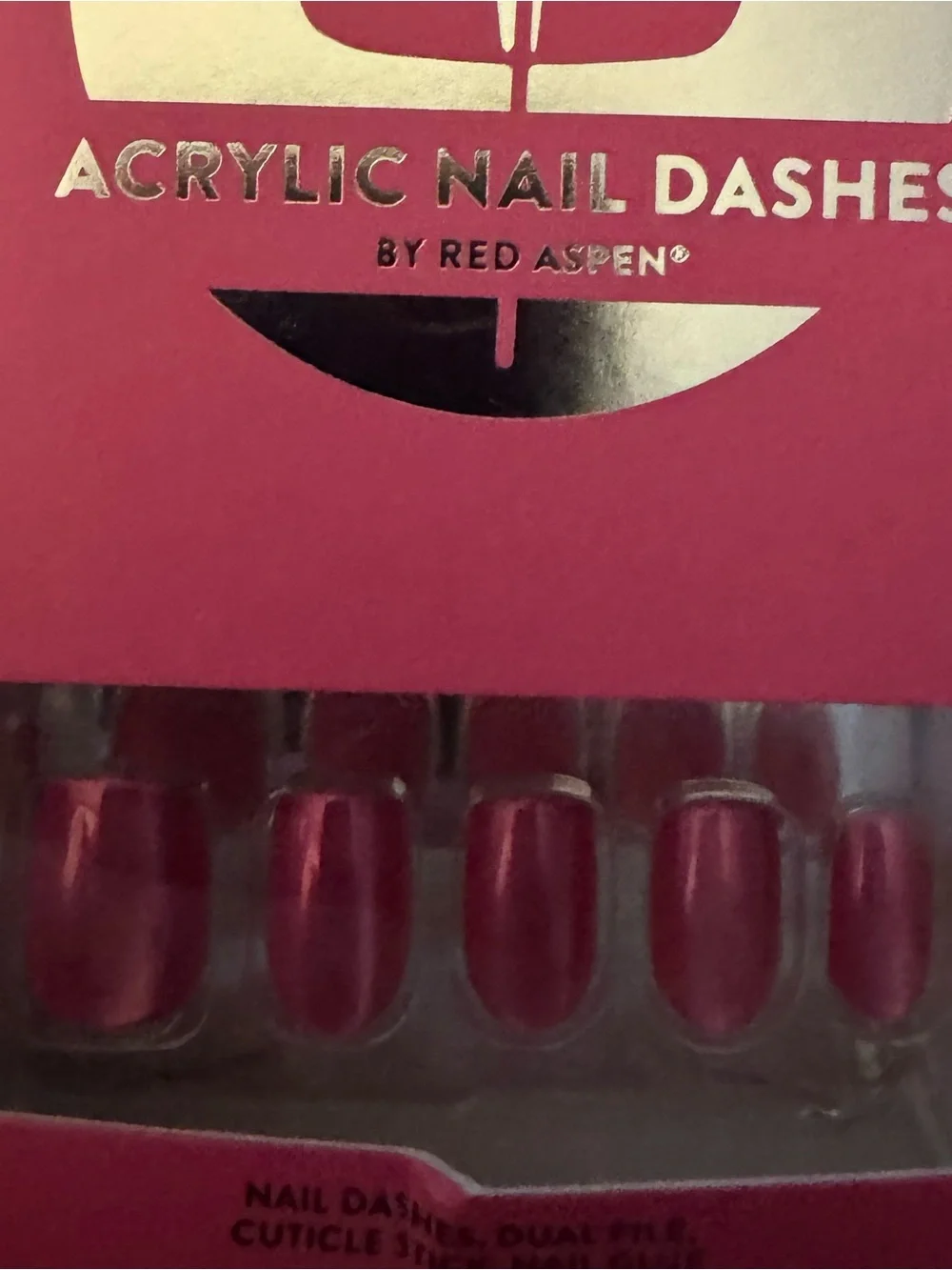 Red Aspen Acrylic press on Nails NEW Victorious Valia pink shiny finish